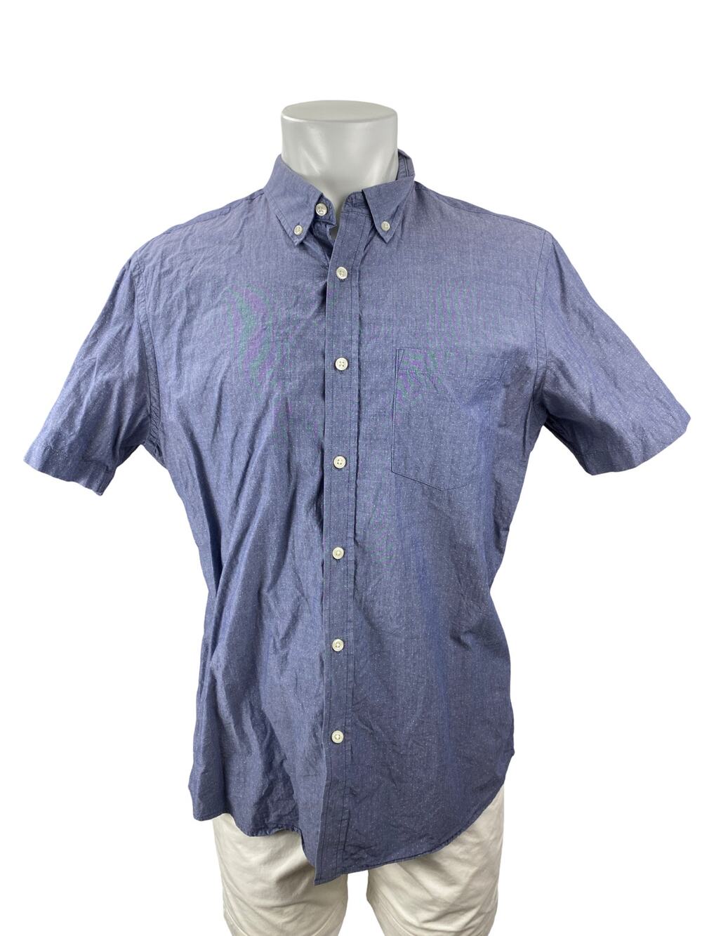 Banana Republic Stretch Soft Wash Standard Fit Blue Button Down Shirt Top Size L